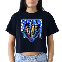 Patriotic Flag Melting Ice Cream Cone Crop Top