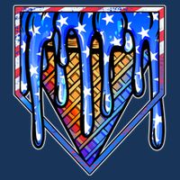 Patriotic Flag Melting Ice Cream Cone Women's V-Neck T-Shirt