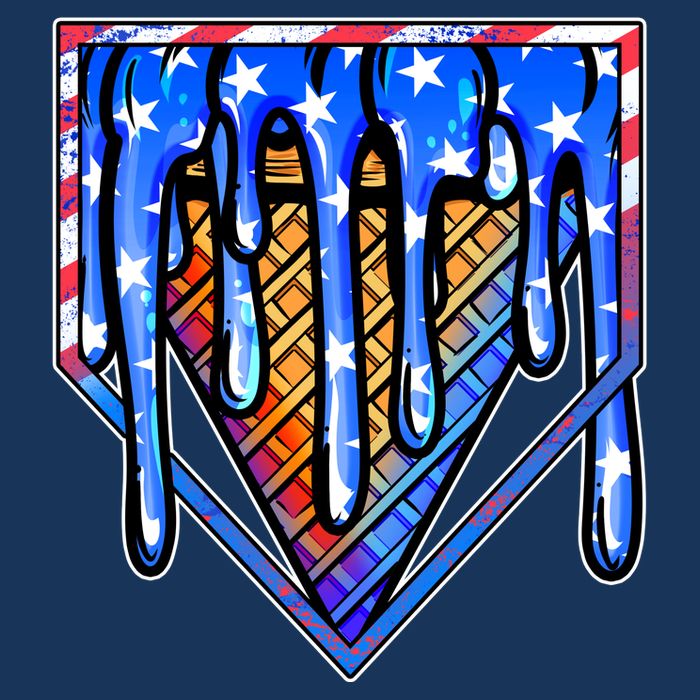 Patriotic Flag Melting Ice Cream Cone Women's V-Neck T-Shirt