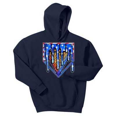 Patriotic Flag Melting Ice Cream Cone Kids Hoodie