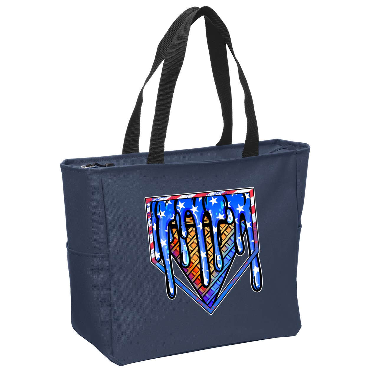 Patriotic Flag Melting Ice Cream Cone Zip Tote Bag