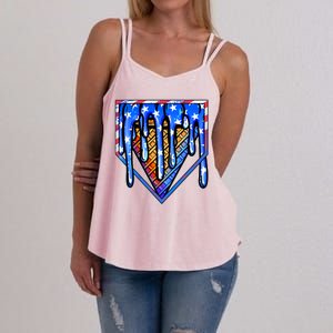 Patriotic Flag Melting Ice Cream Cone Women's Strappy Tank