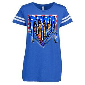 Patriotic Flag Melting Ice Cream Cone Enza Ladies Jersey Football T-Shirt