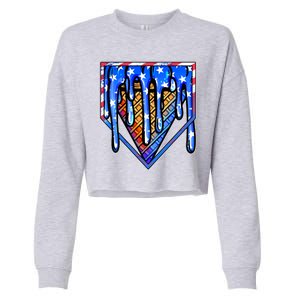 Patriotic Flag Melting Ice Cream Cone Cropped Pullover Crew