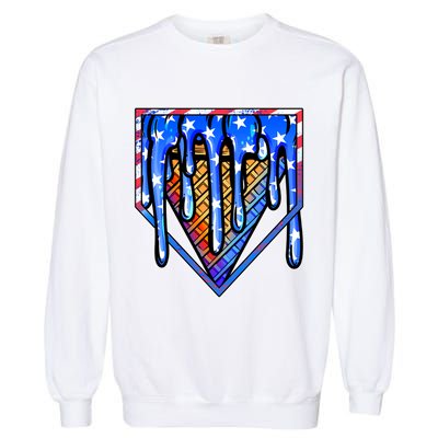 Patriotic Flag Melting Ice Cream Cone Garment-Dyed Sweatshirt