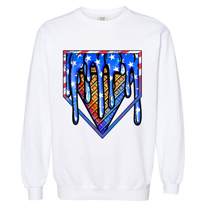 Patriotic Flag Melting Ice Cream Cone Garment-Dyed Sweatshirt