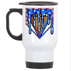 Patriotic Flag Melting Ice Cream Cone Stainless Steel Travel Mug