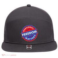 Personal Freedom Matters Emblem 7 Panel Mesh Trucker Snapback Hat