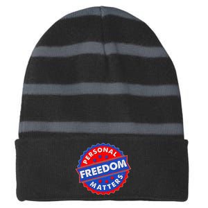 Personal Freedom Matters Emblem Striped Beanie with Solid Band