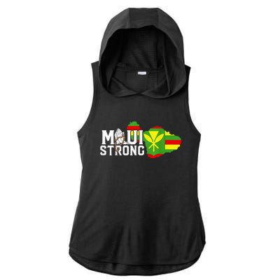 Pray for Maui Hawaii Strong Ladies PosiCharge Tri-Blend Wicking Draft Hoodie Tank