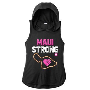 Pray For Maui Hawaii Strong Ladies PosiCharge Tri-Blend Wicking Draft Hoodie Tank