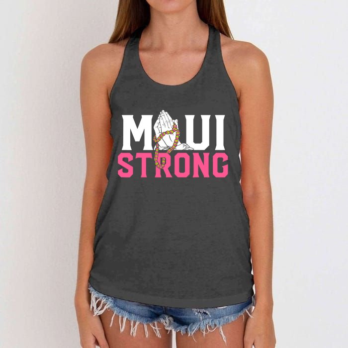 Pray For Maui Hawaii Strong Support For Hawaii Fire Victims Women's Knotted Racerback Tank