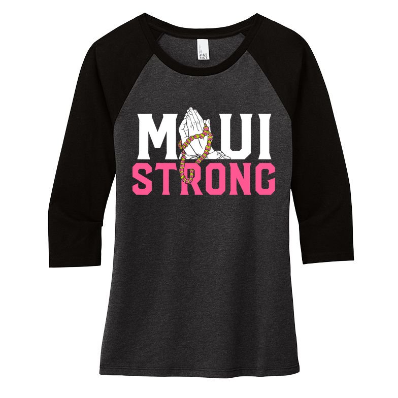 Pray For Maui Hawaii Strong Support For Hawaii Fire Victims Women's Tri-Blend 3/4-Sleeve Raglan Shirt