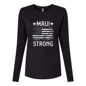 Pray For Maui Hawaii Strong American Flag Lahaina Fires Gift Womens Cotton Relaxed Long Sleeve T-Shirt