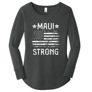 Pray For Maui Hawaii Strong American Flag Lahaina Fires Gift Women's Perfect Tri Tunic Long Sleeve Shirt