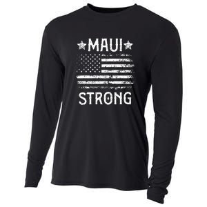 Pray For Maui Hawaii Strong American Flag Lahaina Fires Gift Cooling Performance Long Sleeve Crew