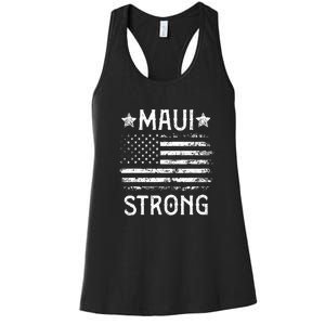 Pray For Maui Hawaii Strong American Flag Lahaina Fires Gift Women's Racerback Tank