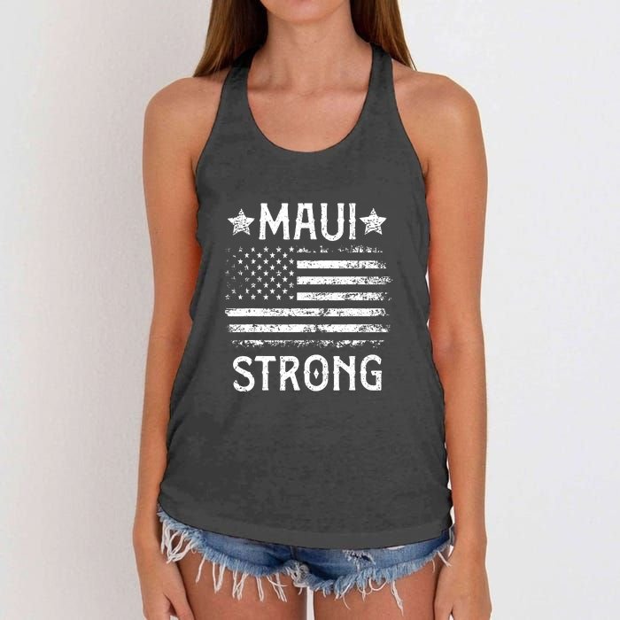 Pray For Maui Hawaii Strong American Flag Lahaina Fires Gift Women's Knotted Racerback Tank