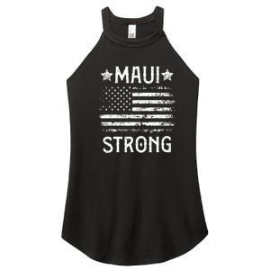 Pray For Maui Hawaii Strong American Flag Lahaina Fires Gift Women's Perfect Tri Rocker Tank