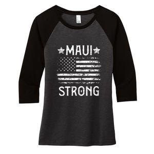 Pray For Maui Hawaii Strong American Flag Lahaina Fires Gift Women's Tri-Blend 3/4-Sleeve Raglan Shirt