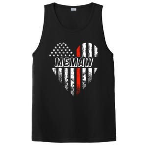 Proud Firefighter Memaw American Flag Heart Gift PosiCharge Competitor Tank