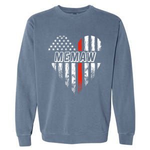 Proud Firefighter Memaw American Flag Heart Gift Garment-Dyed Sweatshirt