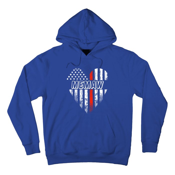 Proud Firefighter Memaw American Flag Heart Gift Hoodie