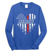 Proud Firefighter Memaw American Flag Heart Gift Long Sleeve Shirt