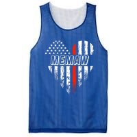 Proud Firefighter Memaw American Flag Heart Gift Mesh Reversible Basketball Jersey Tank