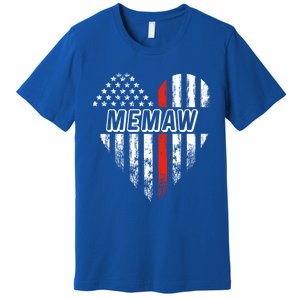 Proud Firefighter Memaw American Flag Heart Gift Premium T-Shirt