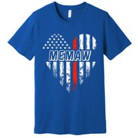 Proud Firefighter Memaw American Flag Heart Gift Premium T-Shirt