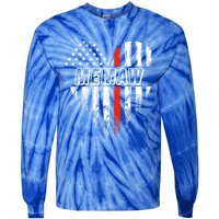 Proud Firefighter Memaw American Flag Heart Gift Tie-Dye Long Sleeve Shirt