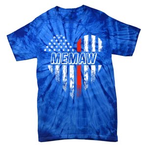 Proud Firefighter Memaw American Flag Heart Gift Tie-Dye T-Shirt