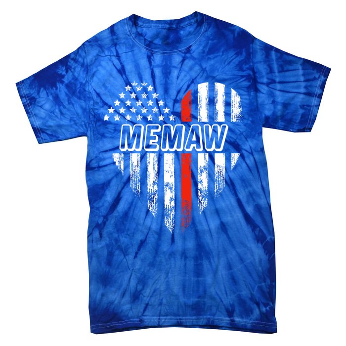 Proud Firefighter Memaw American Flag Heart Gift Tie-Dye T-Shirt