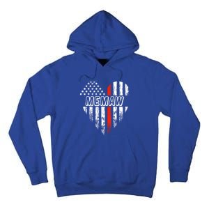 Proud Firefighter Memaw American Flag Heart Gift Tall Hoodie