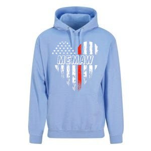 Proud Firefighter Memaw American Flag Heart Gift Unisex Surf Hoodie