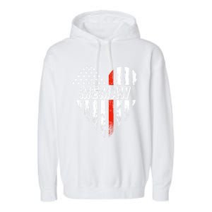 Proud Firefighter Memaw American Flag Heart Gift Garment-Dyed Fleece Hoodie