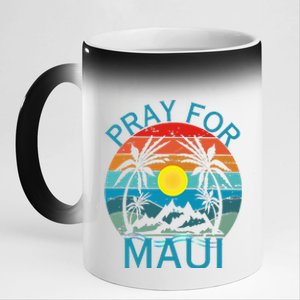 Pray For Maui Hawaii Wildflower Support 11oz Black Color Changing Mug