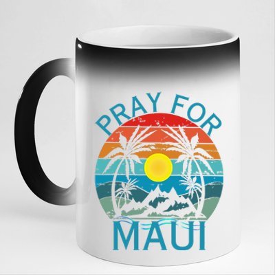 Pray For Maui Hawaii Wildflower Support 11oz Black Color Changing Mug