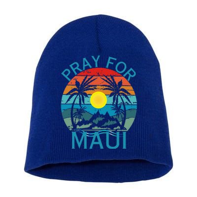 Pray For Maui Hawaii Wildflower Support Short Acrylic Beanie