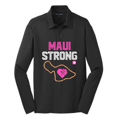 Pray For Maui Hawaii Strong Gift Silk Touch Performance Long Sleeve Polo