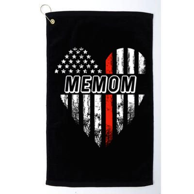 Proud Firefighter Memom American Flag Heart Cool Gift Platinum Collection Golf Towel