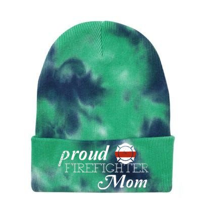 Proud Firefighter Mom Firefighting Gift Tie Dye 12in Knit Beanie