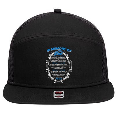 Poem For My Dad In Heaven My Dad Is My Guardian Angel Gift 7 Panel Mesh Trucker Snapback Hat