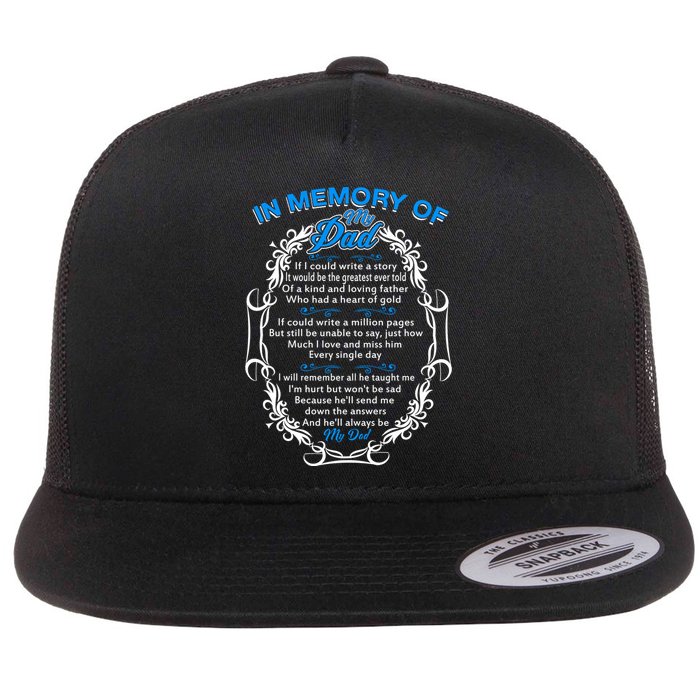Poem For My Dad In Heaven My Dad Is My Guardian Angel Gift Flat Bill Trucker Hat