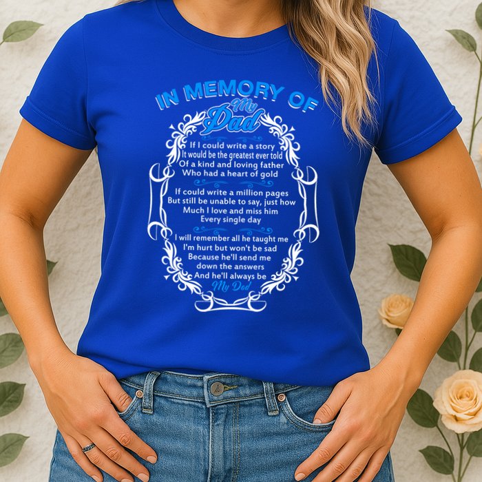 Poem For My Dad In Heaven My Dad Is My Guardian Angel Gift Womens T-Shirt