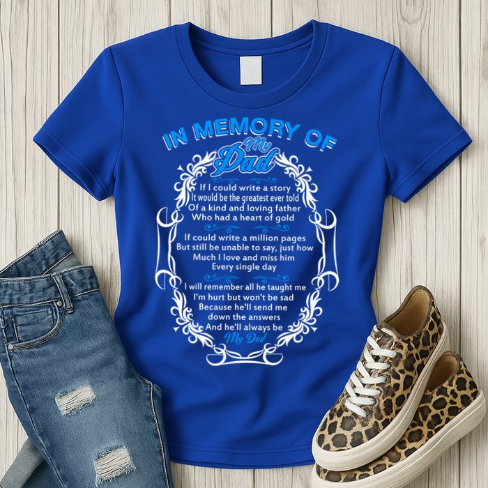 Poem For My Dad In Heaven My Dad Is My Guardian Angel Gift Womens T-Shirt