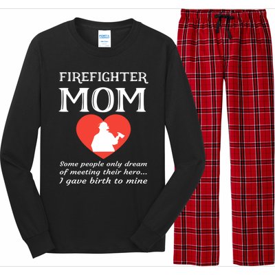 Proud Firefighter Mom Fire Fire Mother Heart Gift Long Sleeve Pajama Set