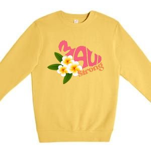 Pray For Maui Hawaii Strong Palm Flower Gift Hawaii Fires Premium Crewneck Sweatshirt