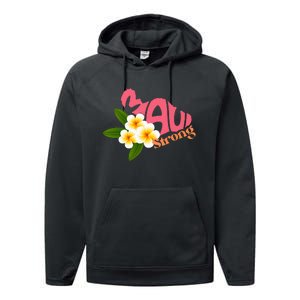 Pray For Maui Hawaii Strong Palm Flower Gift Hawaii Fires Performance Fleece Hoodie